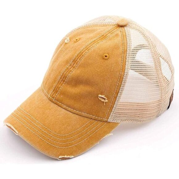 Women\'s Mustard Beige Washed Adjustable Fit Classic Comfortable Baseball Cap